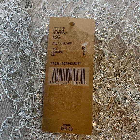 Cremieux Cody Skirt Silver/Taupe Sparkle Lined Midi Length, Lined, Size Medium - Picture 6 of 14